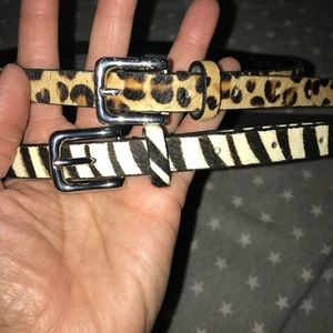 Animal print calf-hair belts